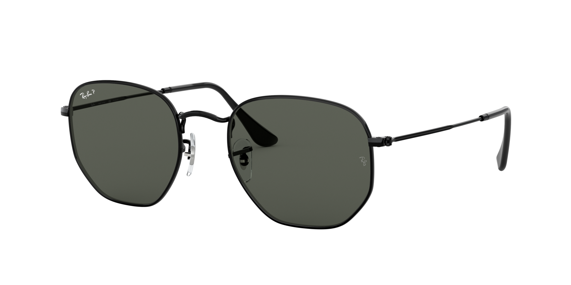 Hexagonal Flat Preto Polido Lentes Verde G-15