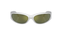 Metallic Silver Lentes Dark Green Mirror Petrol